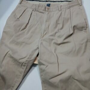 Polo Ralph Lauren Khaki Pants Pleated Cotton Casual Classic 38x30 Trousers